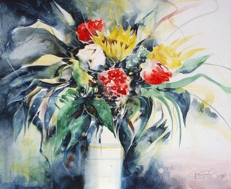 ''Blumenstrauss'' Aquarell 2008, 36 x 48 cm
